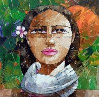 Iqbal Durrani, 18 x 18 Inch, Oil on Canvas, Figurative Painting, AC-IQD-304 Iqbal Durrani, 18 x 18 Inch, Oil on Canvas, Figurative Painting, AC-IQD-304